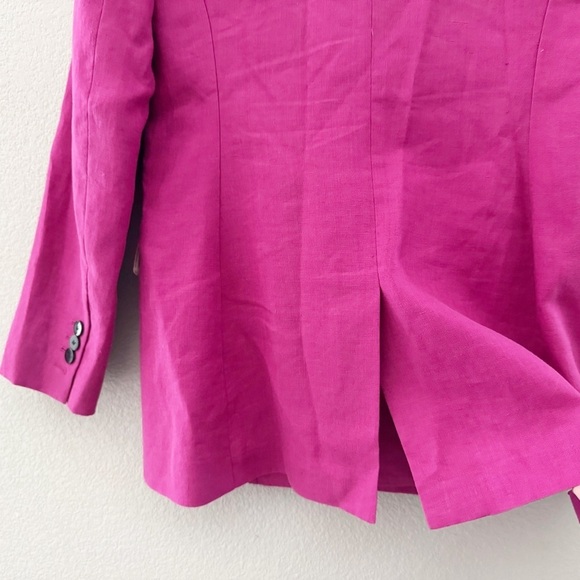 Vince Linen Blazer Jacket Double Breasted Tailor Pink Fuchsia Classic Preppy 8 - Picture 11 of 14